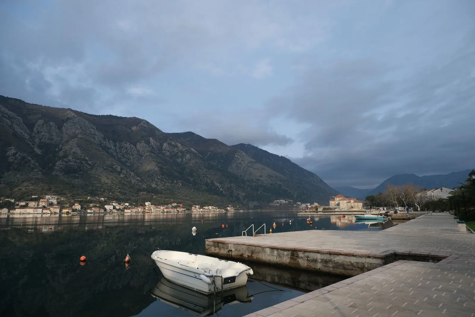 The Bay of Kotor in Montenegro, framed by mountains along the Adriatic coast